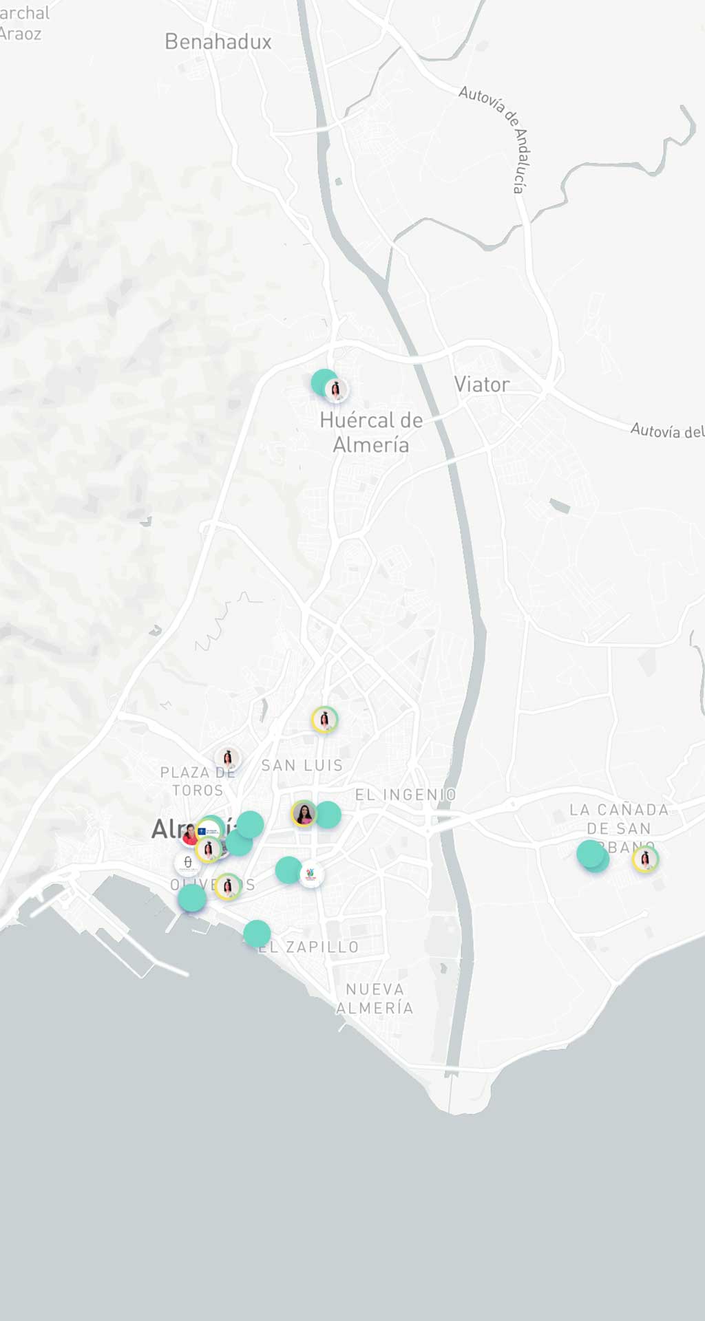 Mapa fisioterapeutas Almería